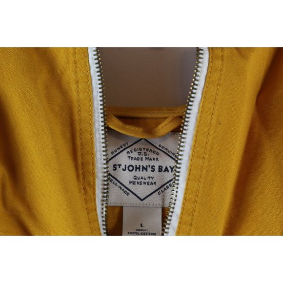 St John's Bay Yellow Men's Hooded Drawstring Anorak Jacket Front Zip Large 009 - Picture 2 of 6